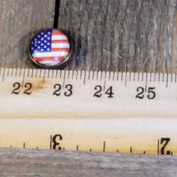 American Flag USA United States Antiqued Brass Stud Patriotic Handcrafted Earrin - Picture 7 of 7